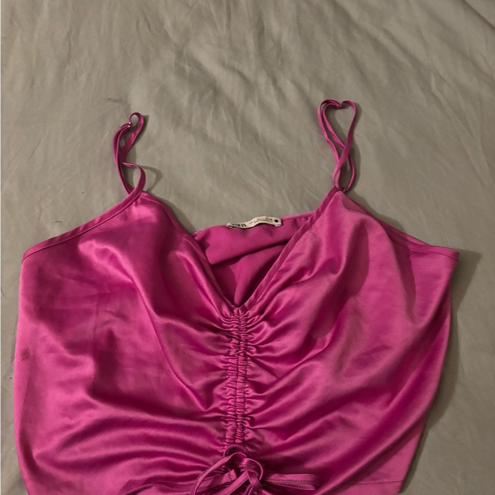 Zara Fuchsia Satin Camisole Top